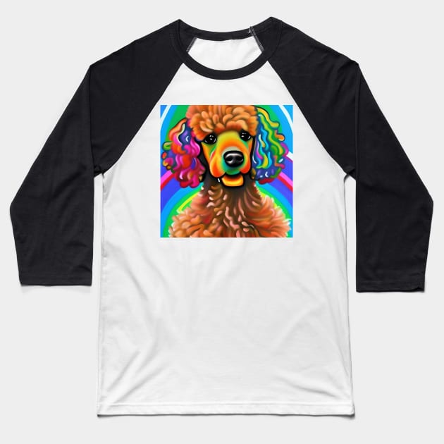 Poodle Rainbow Painting Baseball T-Shirt by KayBee Gift Shop